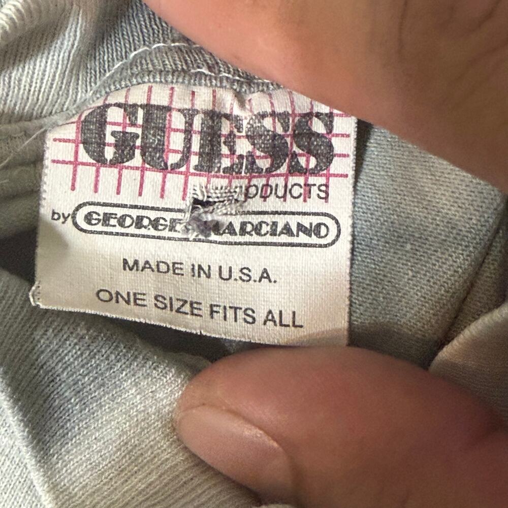 Vintage 1989 Guess Georges Marciano Single Stitch Tee Made USA Pink Script OSFA - Picture 5 of 7